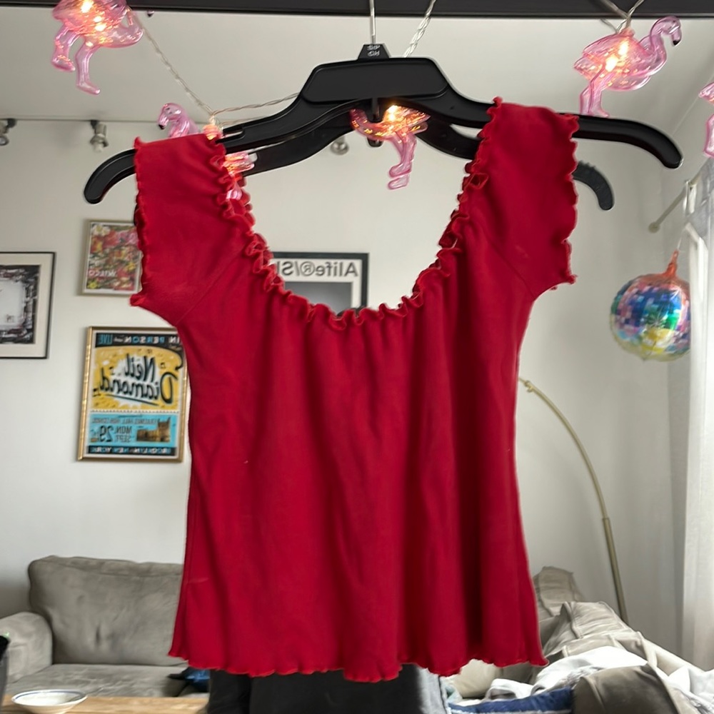 Brandy Melville adorable red ruffled top in size S